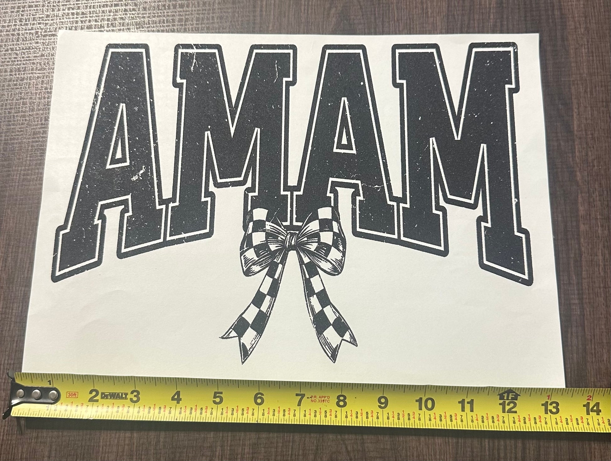 Mama With Checkered Bow Screen Print Iron  Transfer
