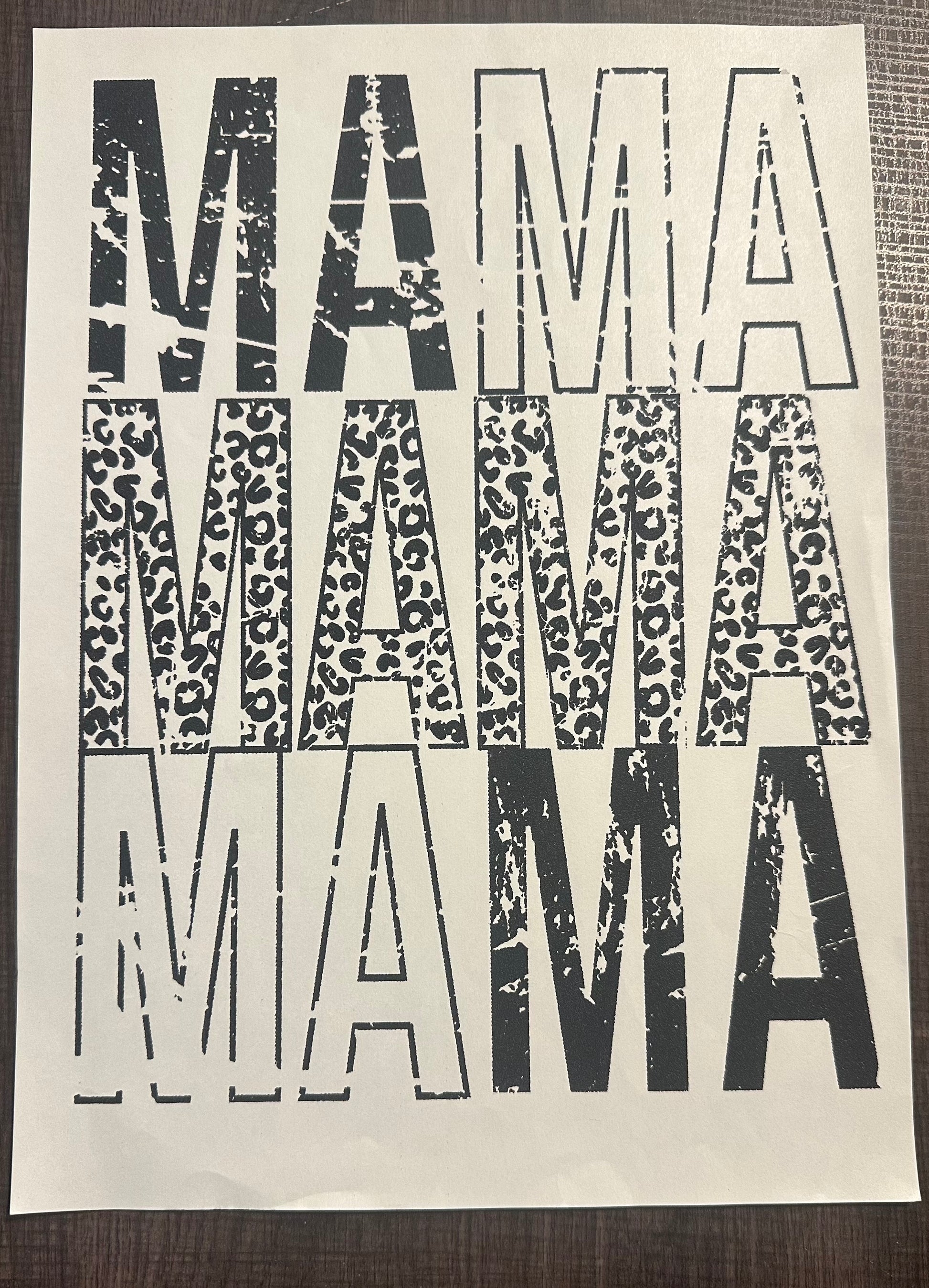 Mama With Leopard Print Screen Print Iron On Transfer