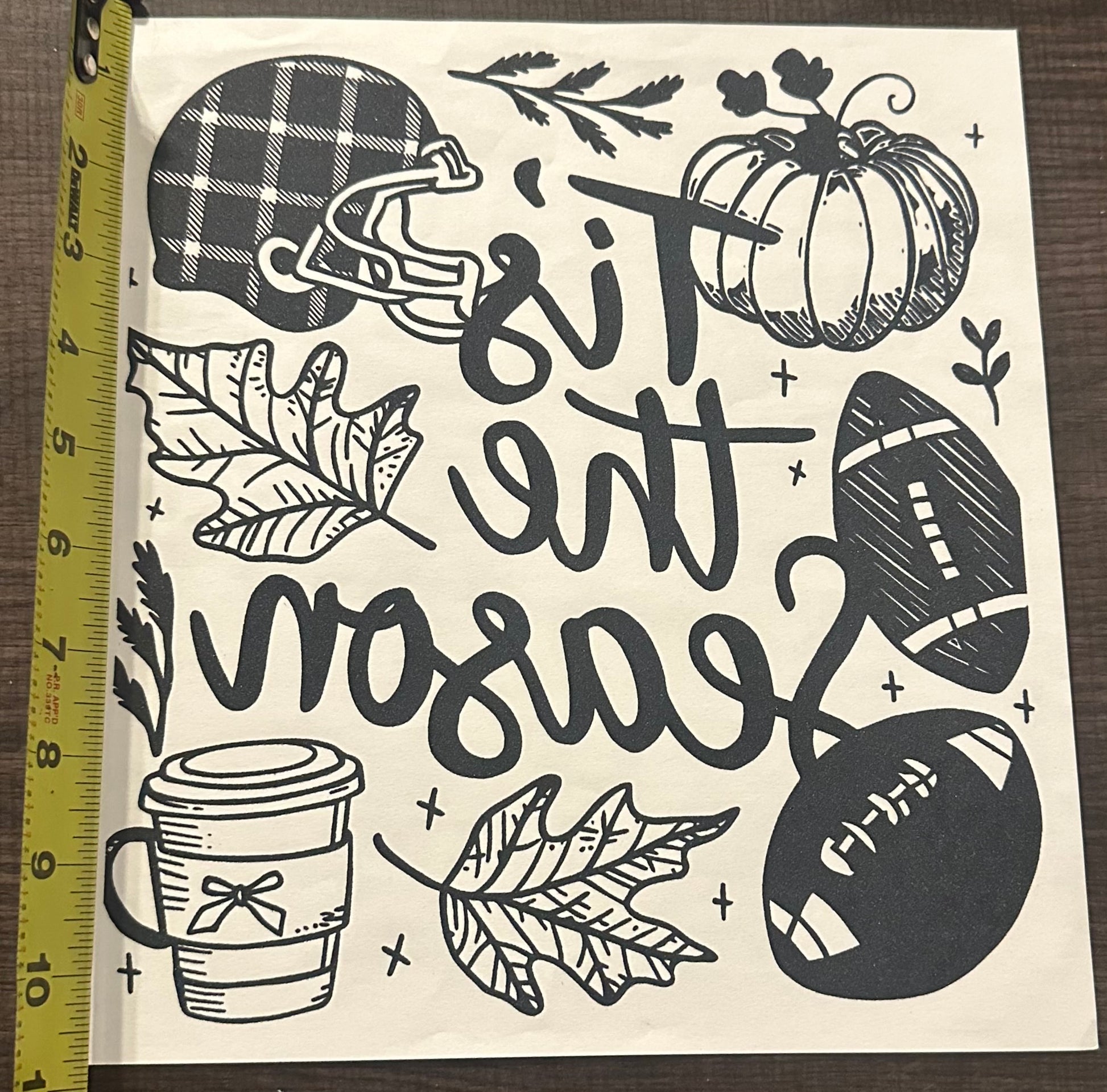 Tis The Season Fall Football Iron On Screen Print Transfer