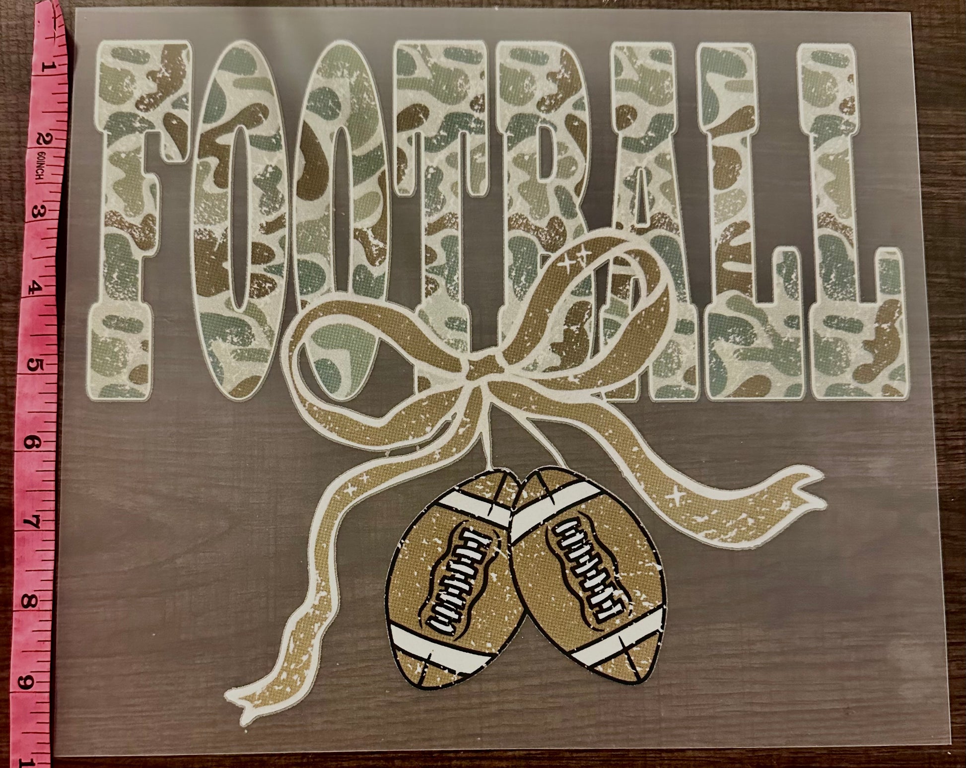 Football Camo Iron On Screen Print Transfer