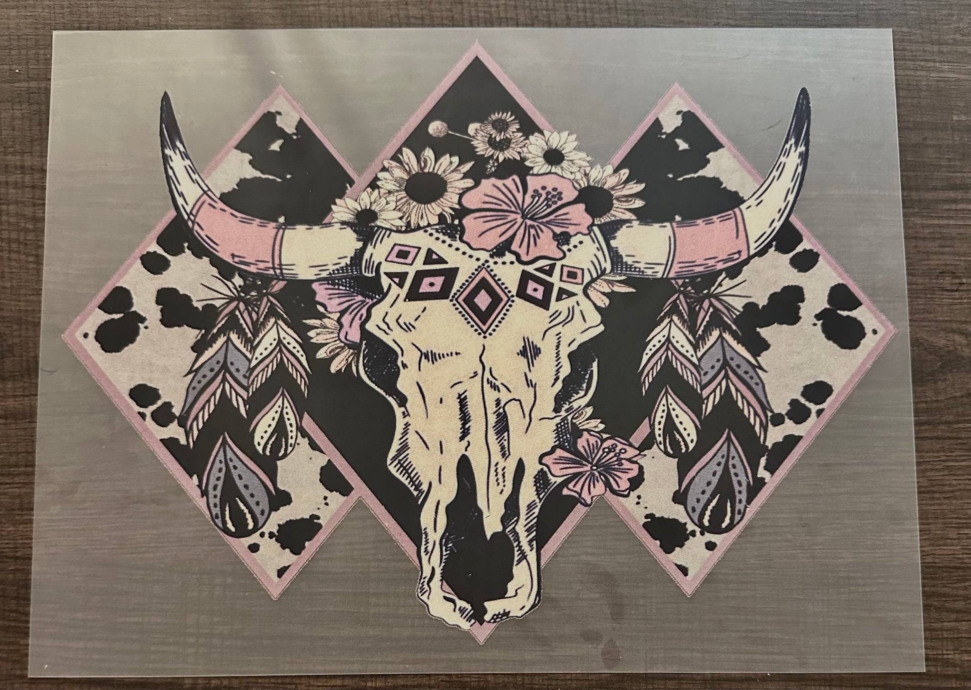 Skull Aztec Full Color Iron On Screen Print Transfer