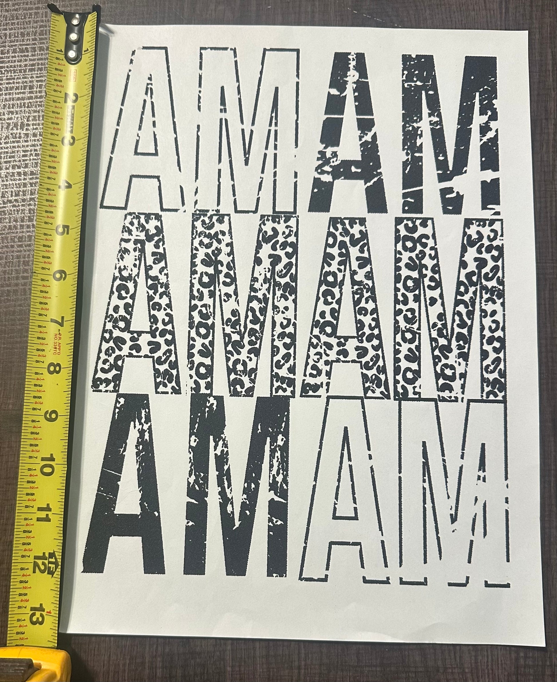 Mama With Leopard Print Screen Print Iron On Transfer
