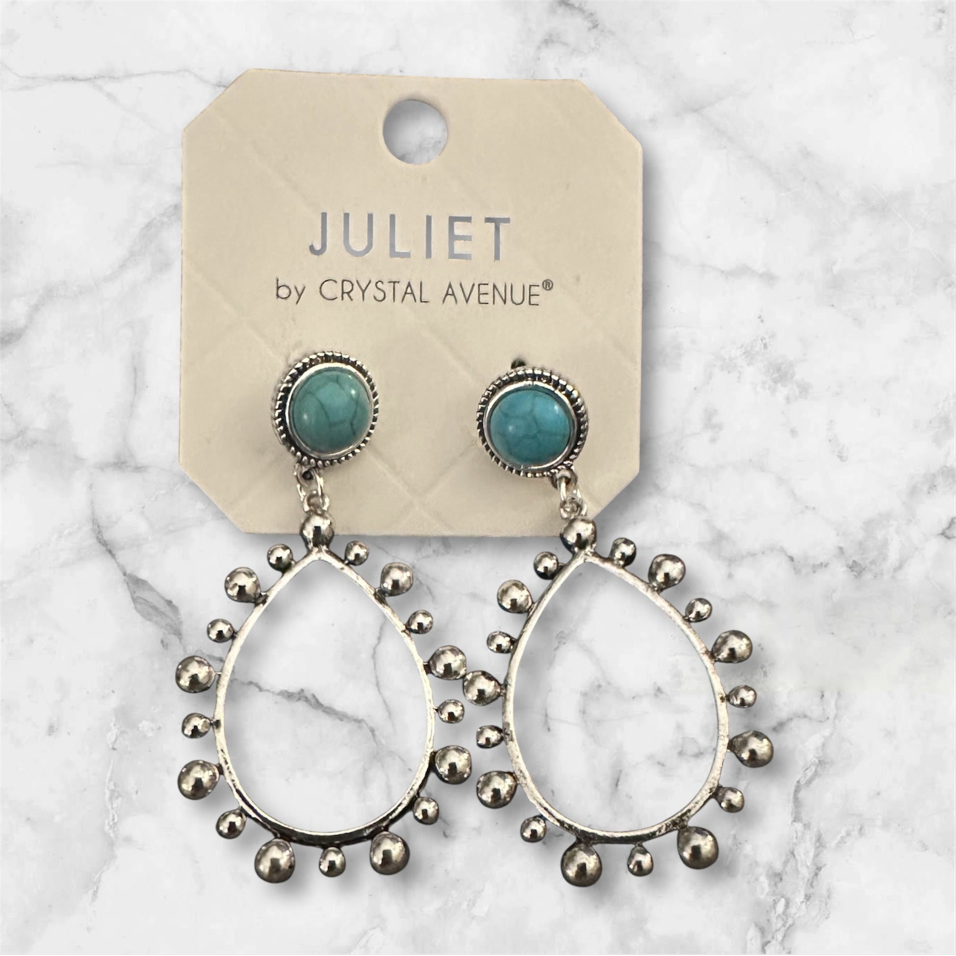 Silver & Turquoise Teardrop Earrings