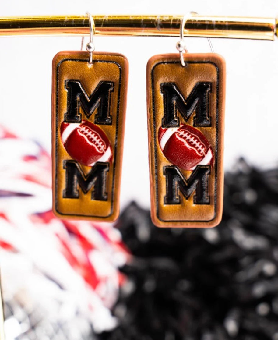 Mom Football Leather Earrings