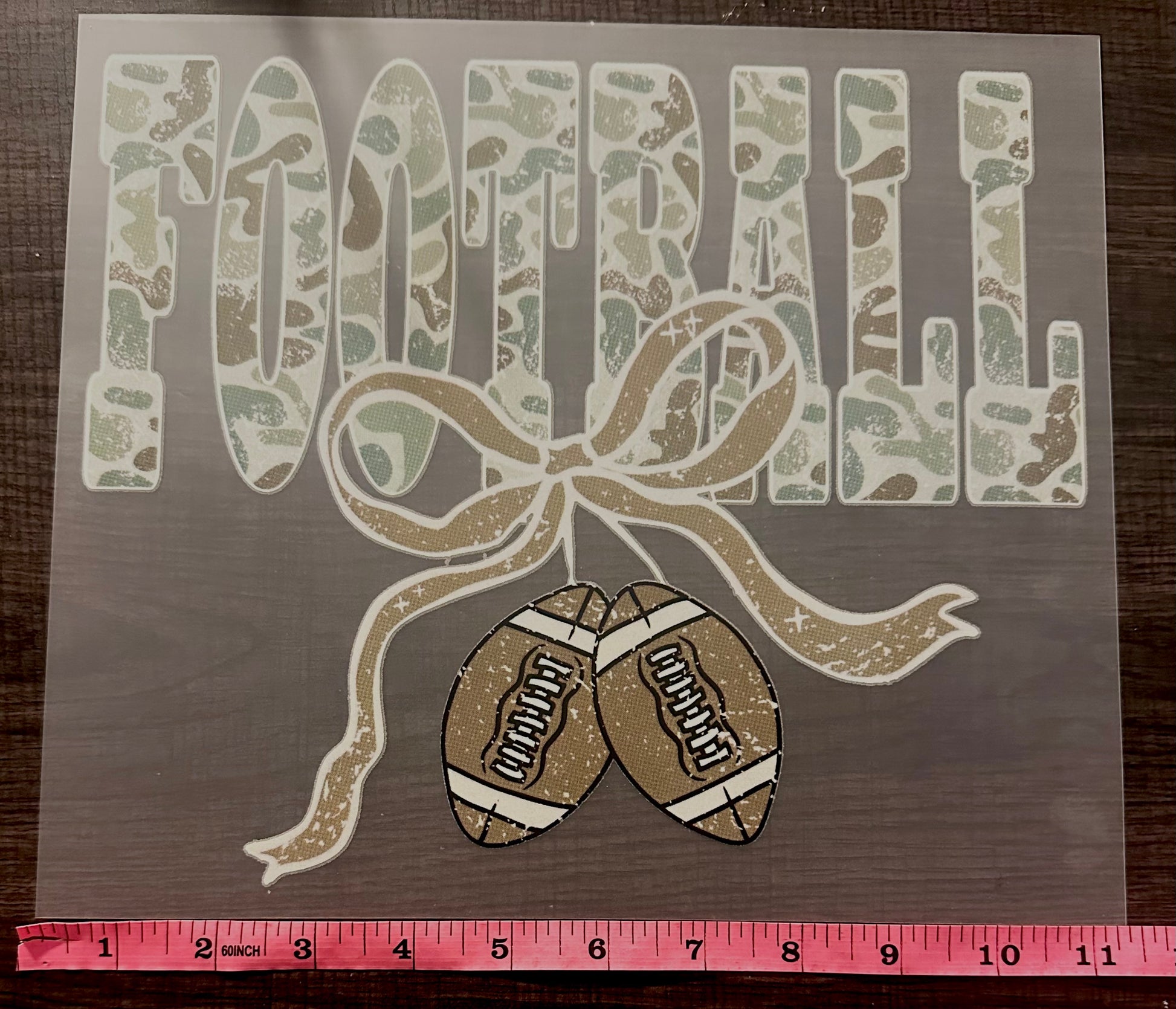 Football Camo Iron On Screen Print Transfer