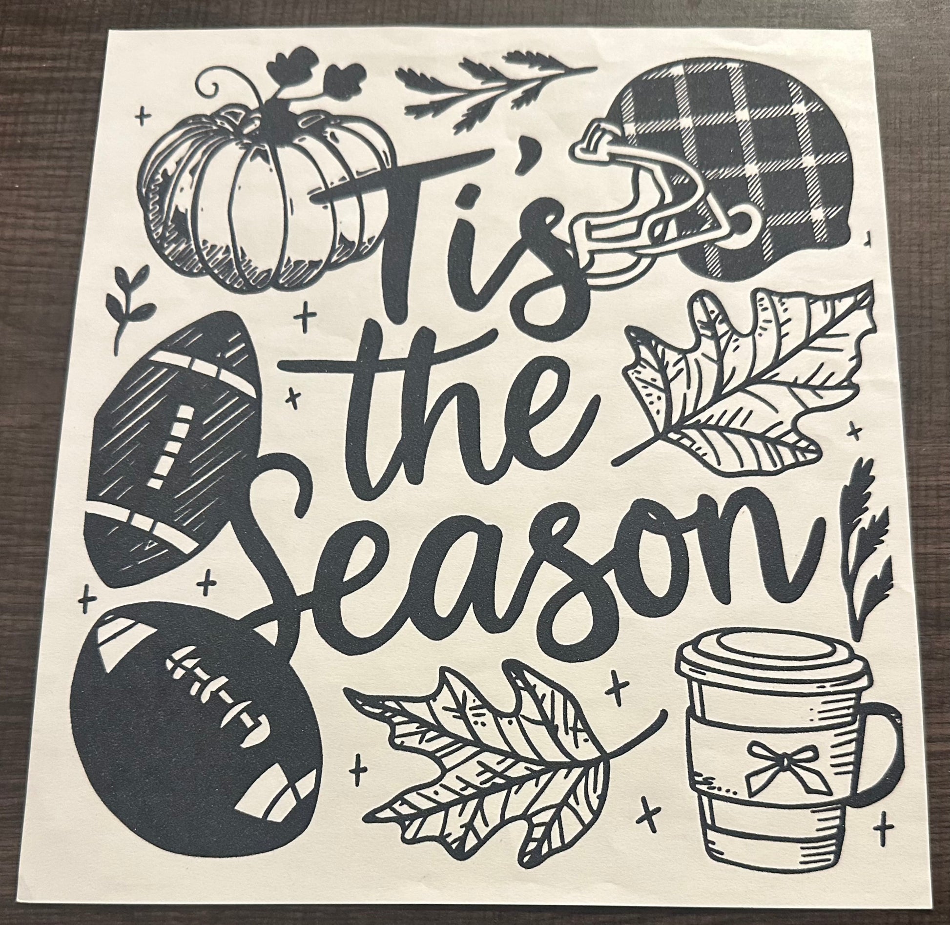Tis The Season Fall Football Iron On Screen Print Transfer