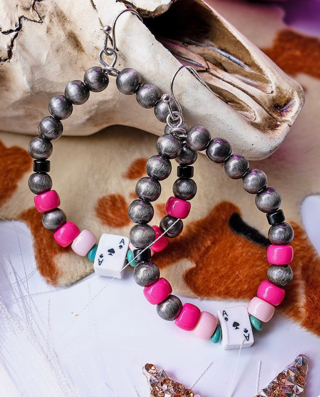 Wild Ace Teardrop Hoop Earrings