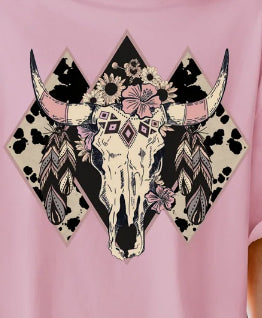 Skull Aztec Full Color Iron On Screen Print Transfer