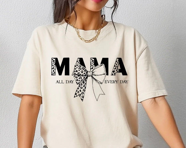 Mama All Day Every Day Cheetah Print Screen Print Iron On Transfer