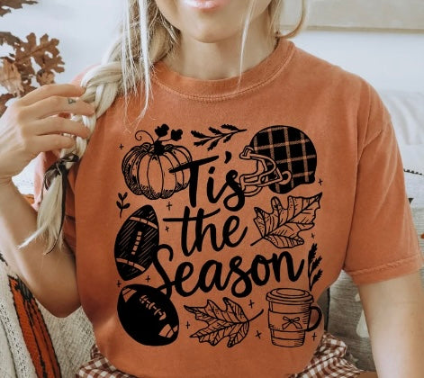 Tis The Season Fall Football Iron On Screen Print Transfer