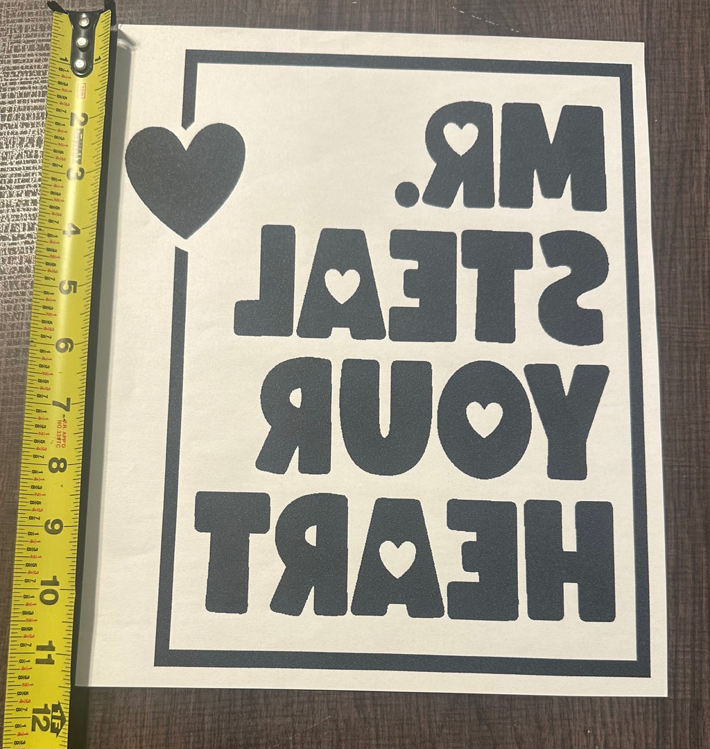 Mr Steal Your Heart Kids Screen Print Iron On Transfer