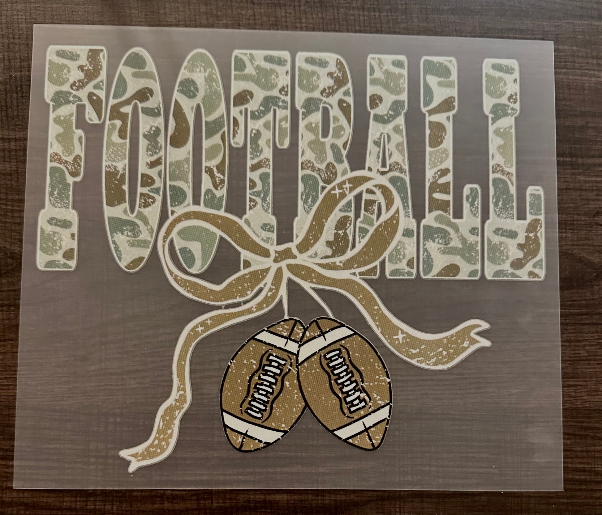 Football Camo Iron On Screen Print Transfer
