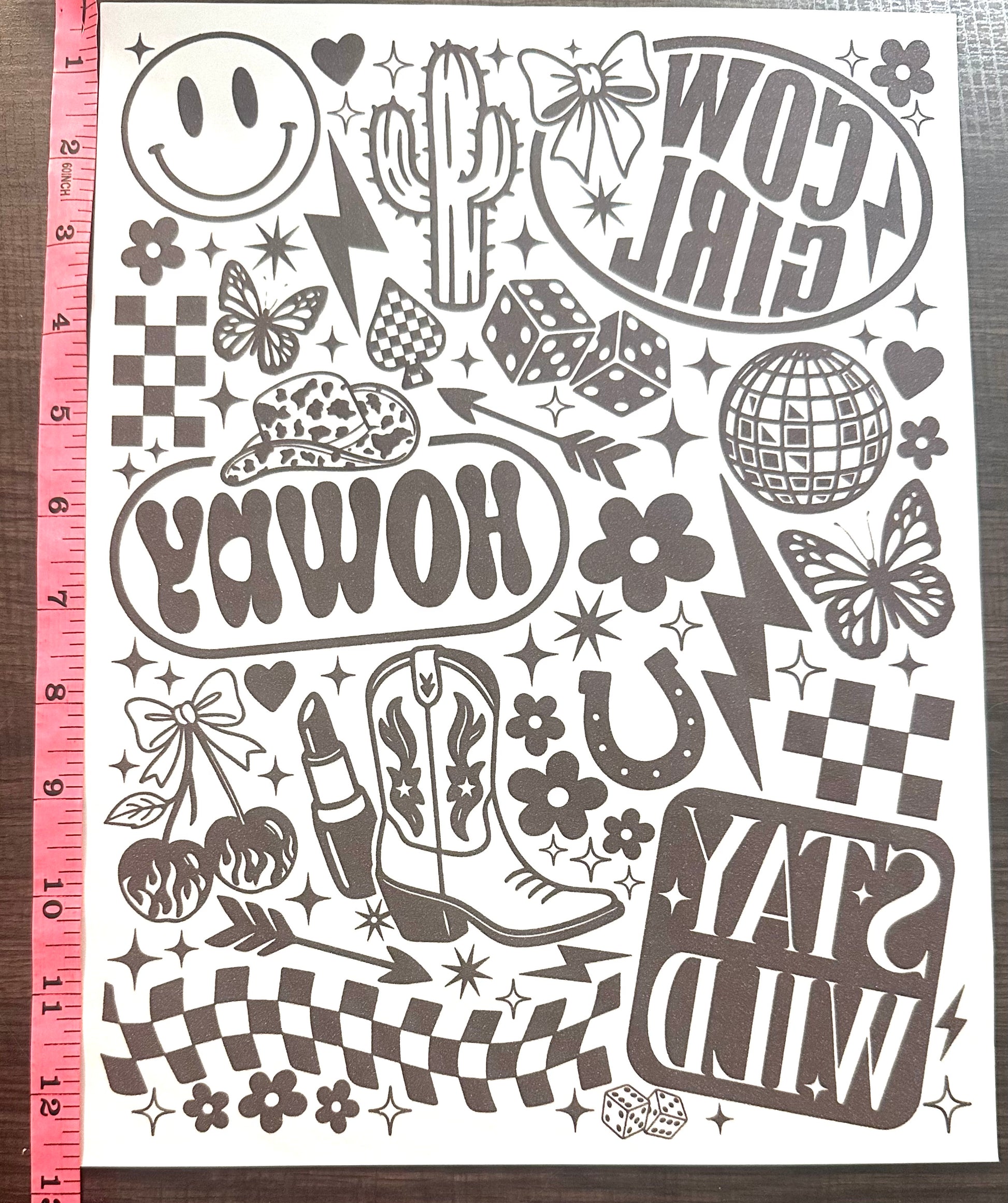 Stay Wild Howdy Cowgirl Symbol Screen Print Iron On  Transfer