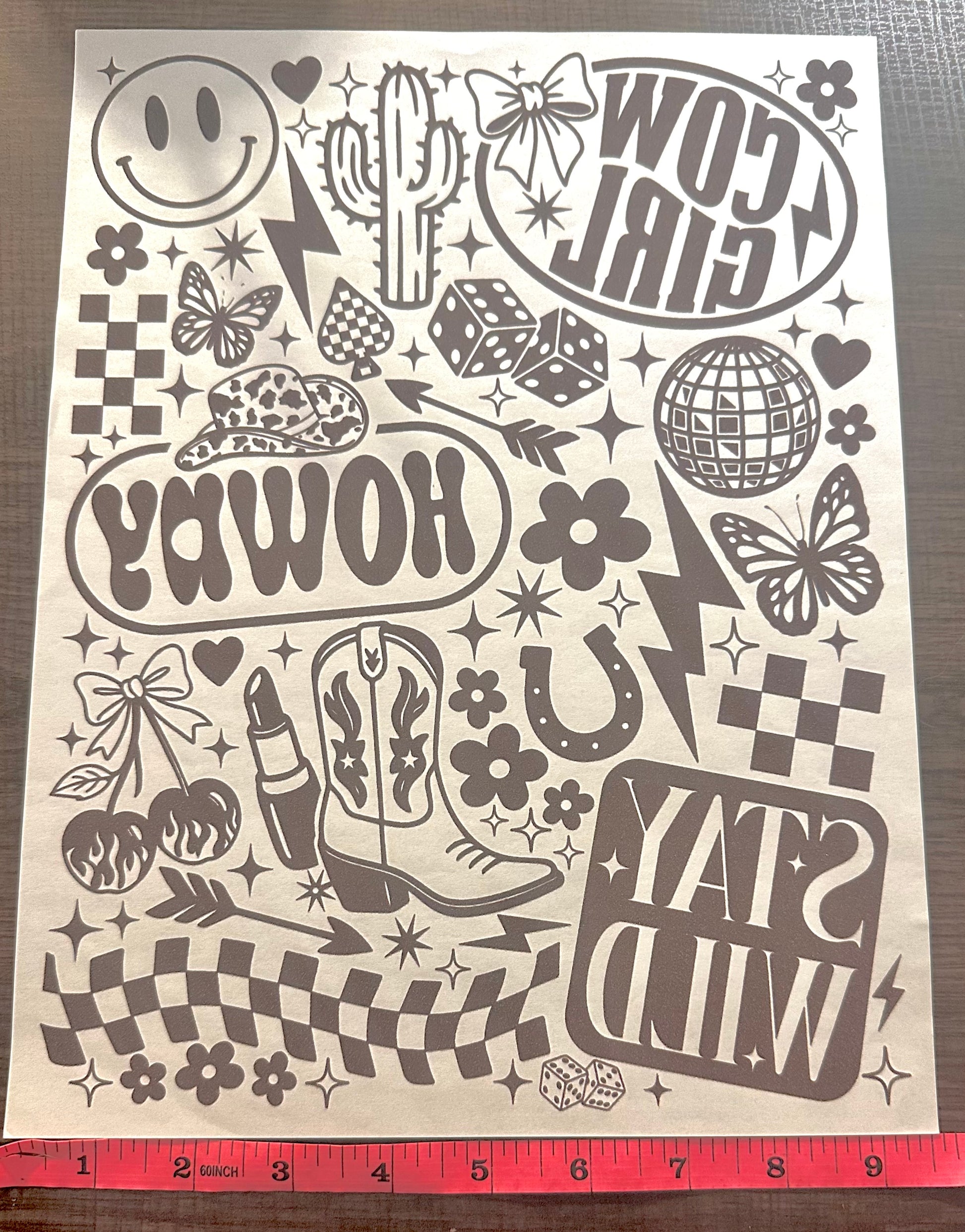Stay Wild Howdy Cowgirl Symbol Screen Print Iron On  Transfer