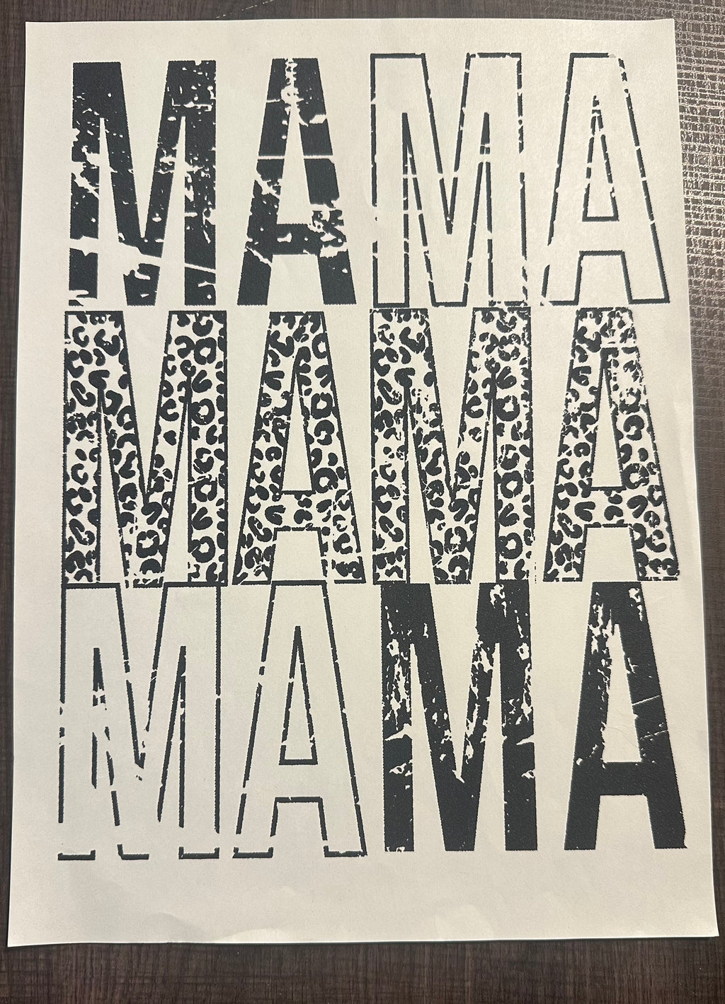 Mama With Leopard Print Screen Print Iron On Transfer