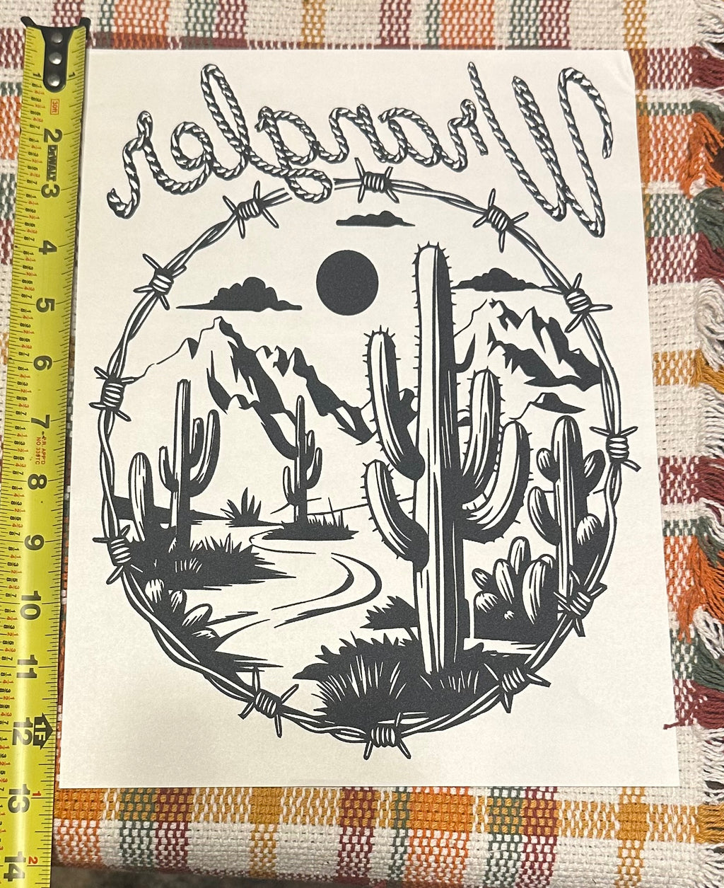 Wrangler Cactus Iron On Screen Print Transfer