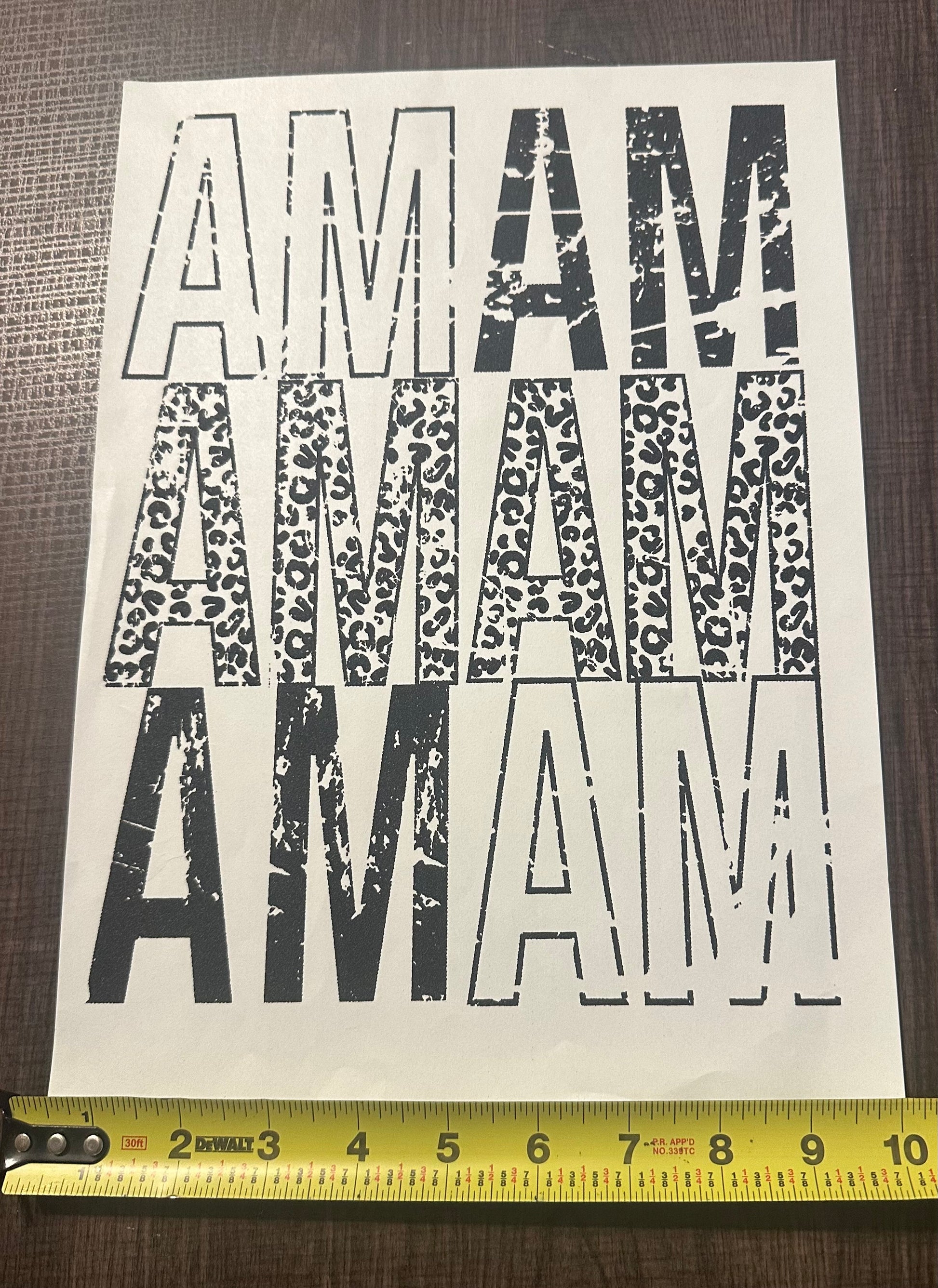 Mama With Leopard Print Screen Print Iron On Transfer