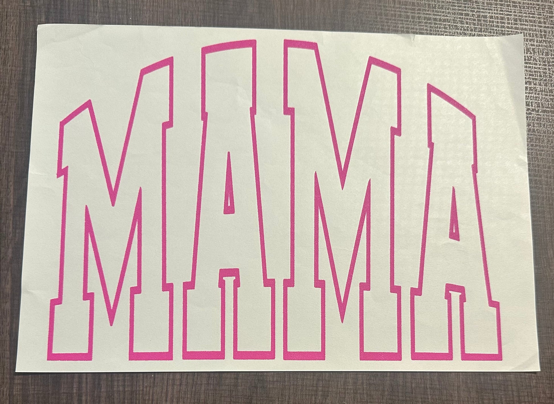 Mama In Pink Screen Print Iron On  Transfer