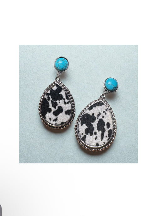 Cowhide Teardrop Earrings