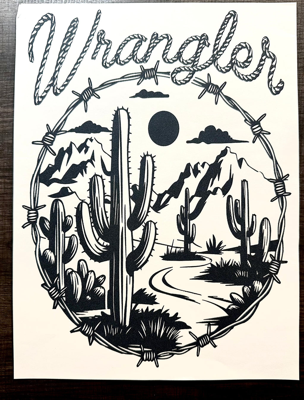 Wrangler Cactus Iron On Screen Print Transfer