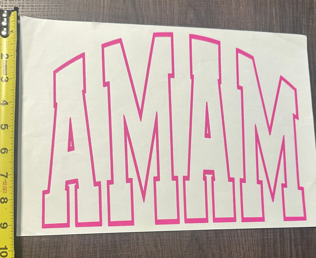 Mama In Pink Screen Print Iron On  Transfer