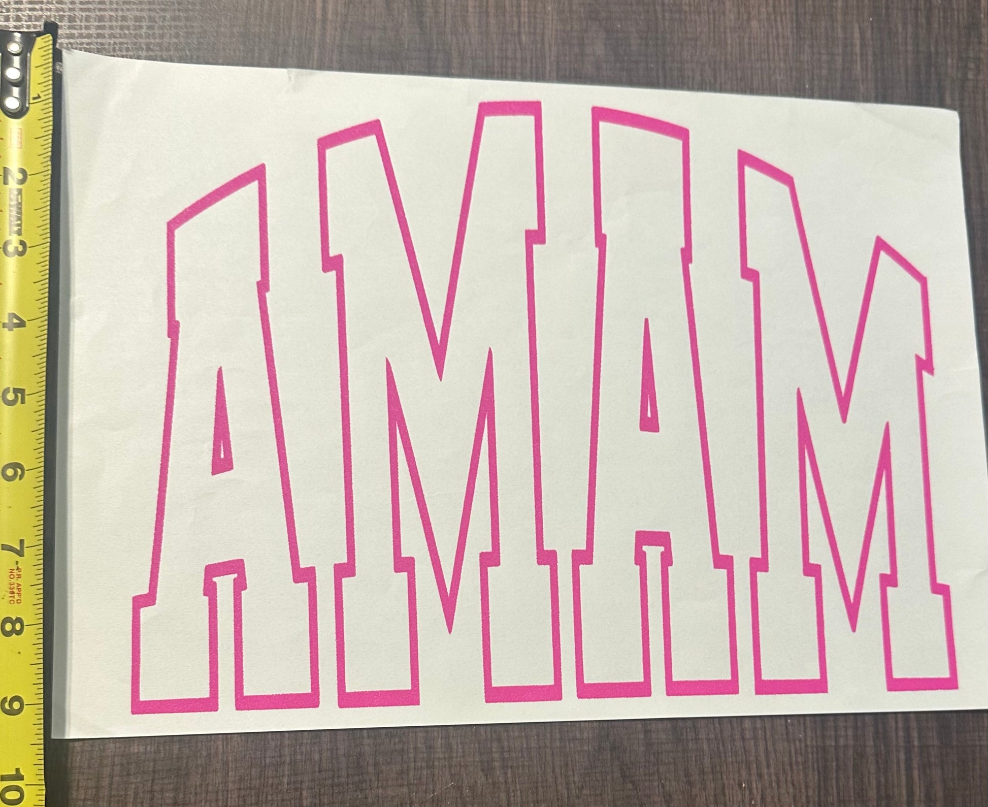 Mama In Pink Screen Print Iron On  Transfer