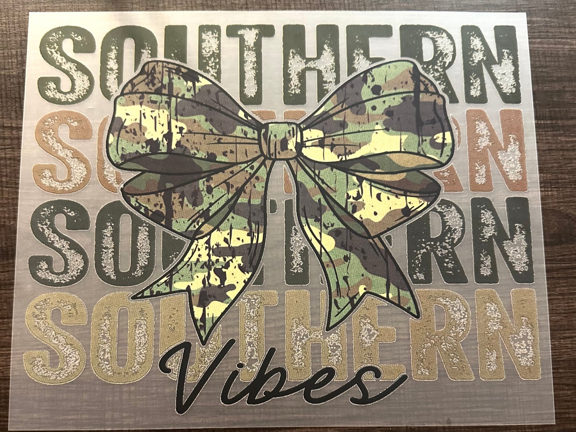 Southern Vibes Camo Iron On Screen Print Transfer