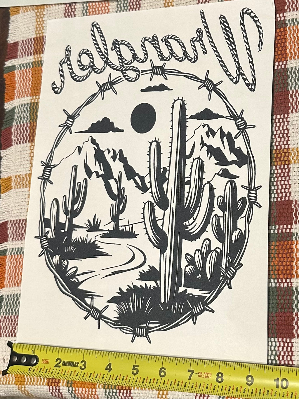 Wrangler Cactus Iron On Screen Print Transfer