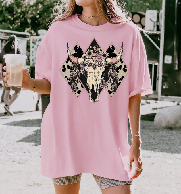 Skull Aztec Full Color Iron On Screen Print Transfer