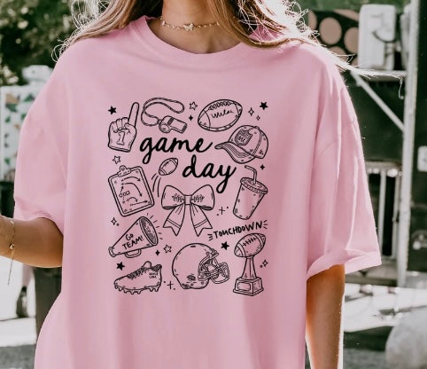 Game Day Football Symbol Screen Print Iron On Transfer